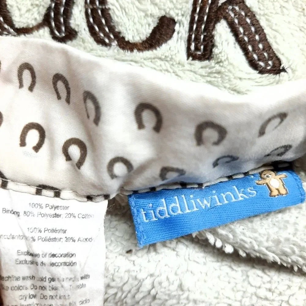 Tiddliwinks LUCKY Baby Blanket green sage horse equestrian Horseshoe Target‎
